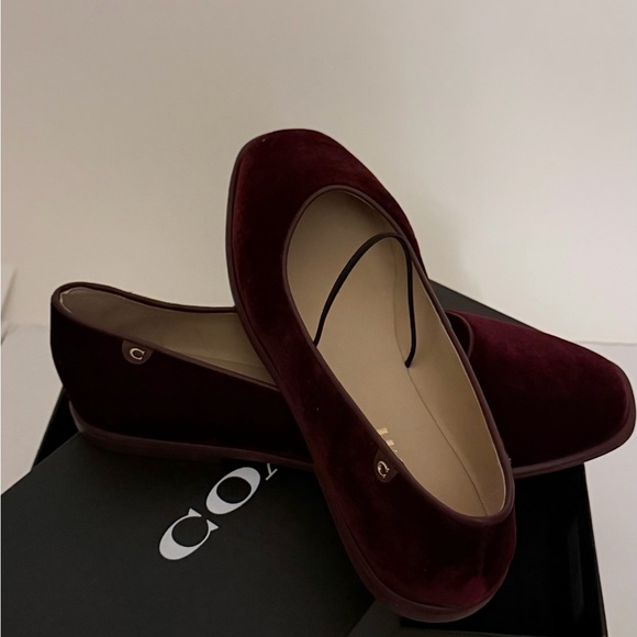 Coach Shoes - Coach Women's Dark Red Velvet Flats